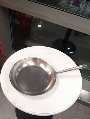 Professional Stainless Steel Frying Pan - Silver Finish